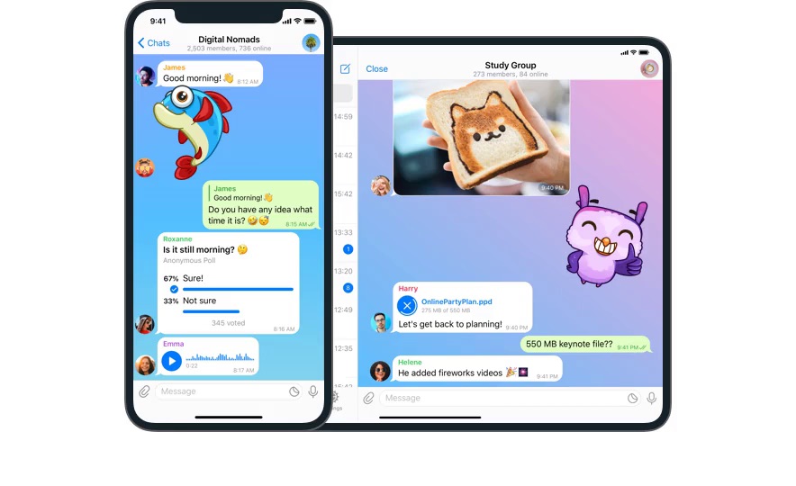 Telegram 中文版在 iPhone 与 iPad 上的聊天界面